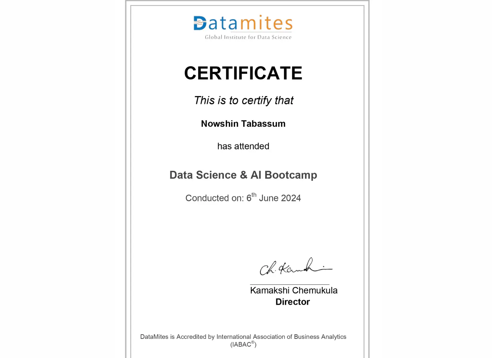 Data science and AI bootcamp certificate