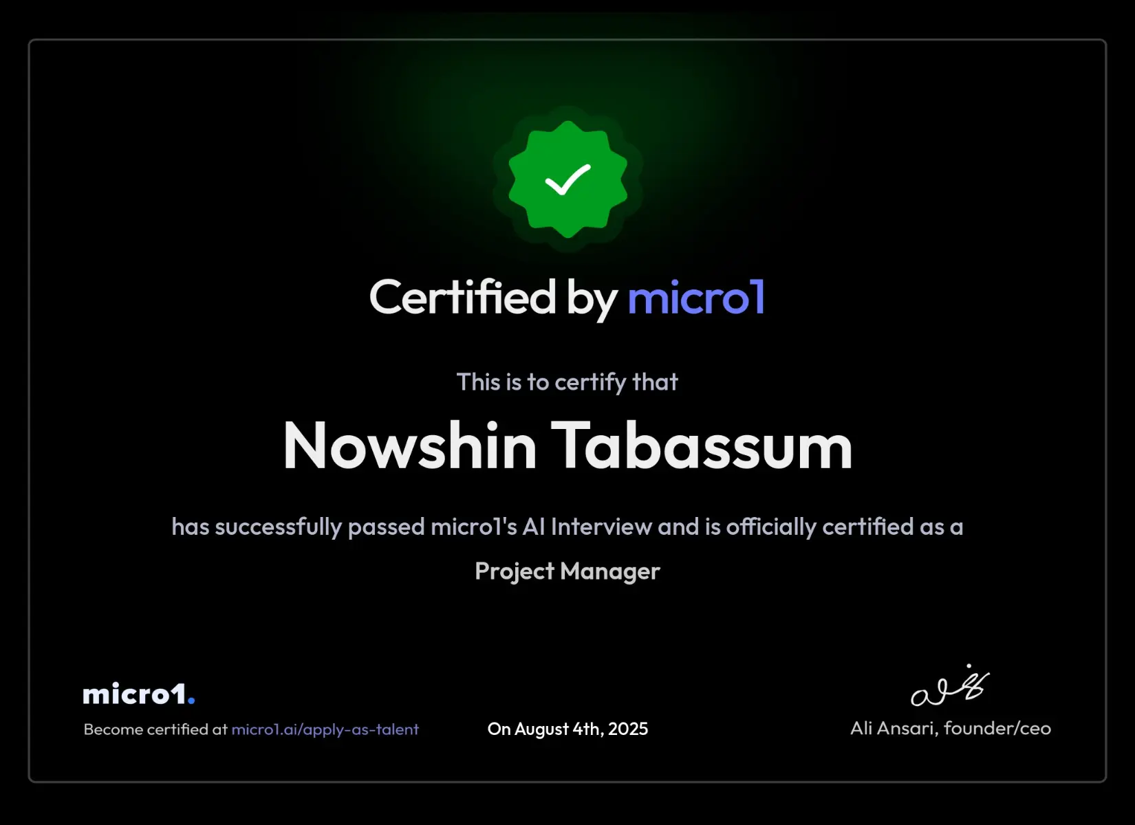 Project manager qualification certificate